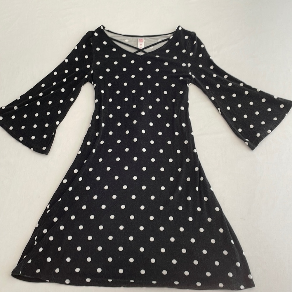 Youth 12 Justice Black and White PolkaDot Dress